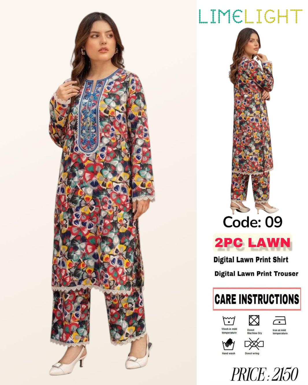 2Pc Lawn Unstitched Suit ( Code : 09 )