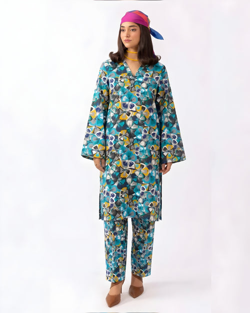 2Pc Lawn Unstitched Suit ( Code : 01 )